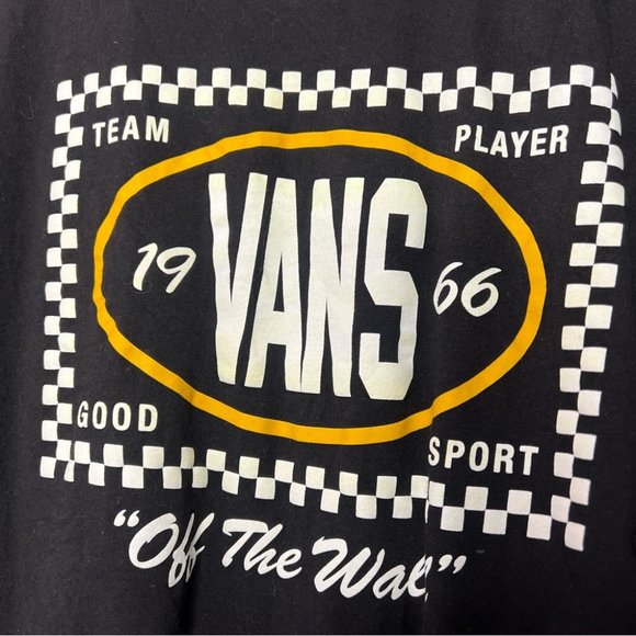Vans tshirt checkerboard white yellow black decal logo front and back skater - Picture 2 of 5